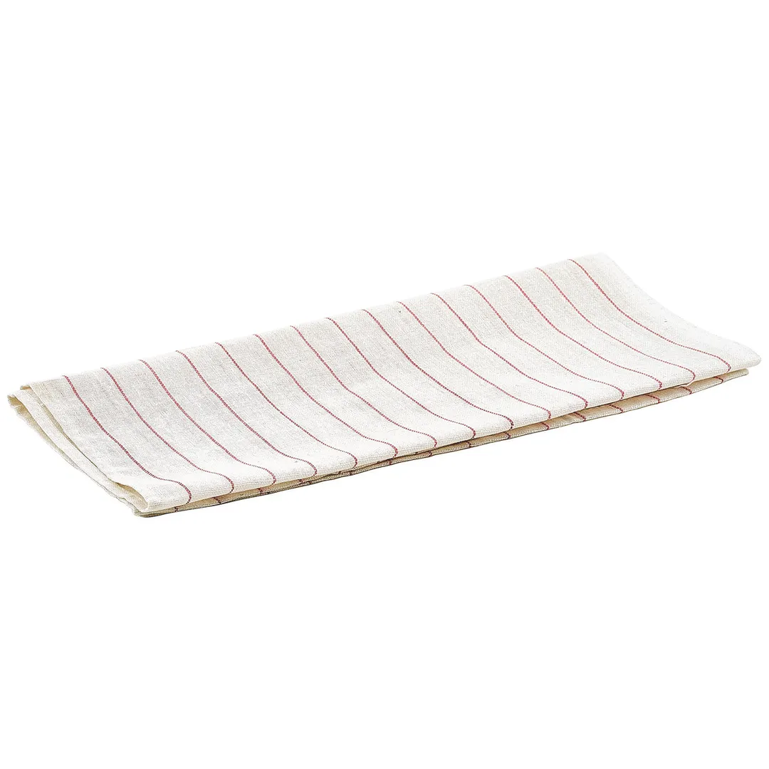 Winco BTGP-21 Glass Polishing Towel - 16" x 29", Lint-Free, Red Stripes on White, 70/30 Cotton/Poly, Dozen (12)