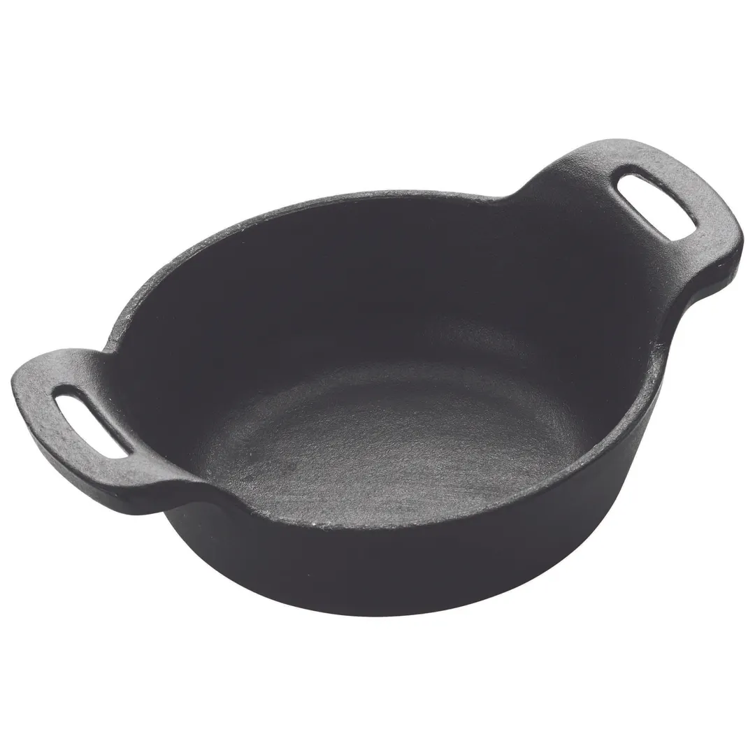 Winco CASM-5R FireIron™ 12 oz. Mini Induction Server w/ Matte Black Enamel - Cast Iron, Round