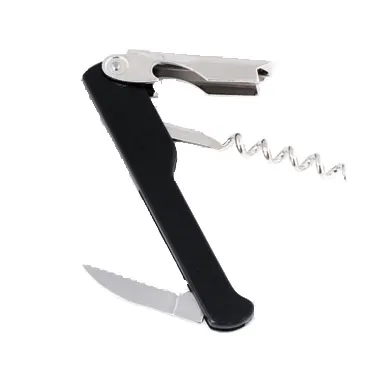 Winco CO-712 Black Economy Waiters Corkscrew with Foil Knife
