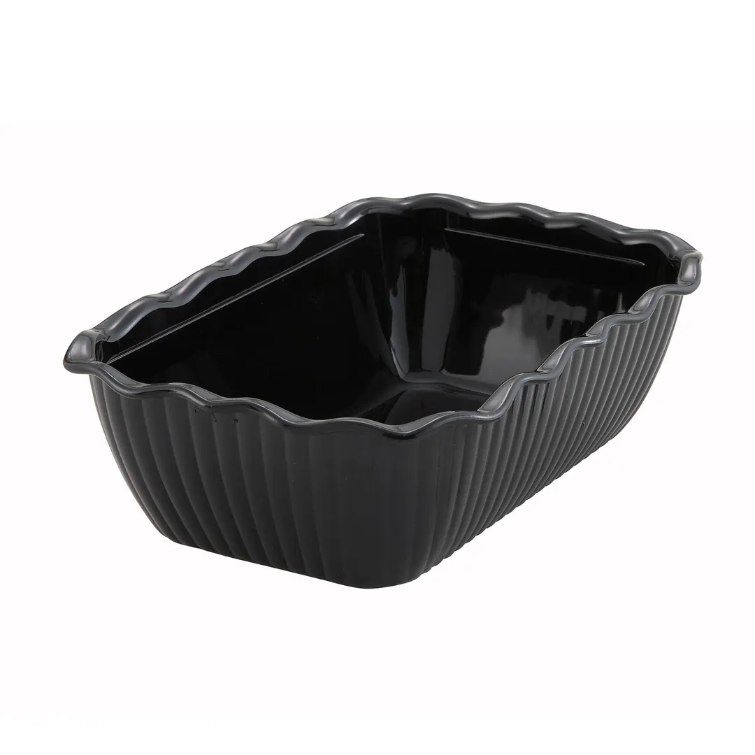 Winco CRK-10K 5 lb. Black Tulip Deli Crock, 10" X 7" X 3", Rectangular, SAN, Black