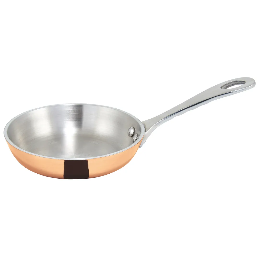 Winco DCFP-4C 4" 5 Oz. Mini Fry Pan with Copper Plated Exterior - Round / Stainless Steel 