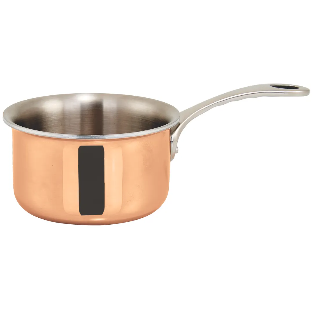 Winco DCSP-3C 3-1/2" Tri-Ply Copper Plated Stainless Steel 11 Oz. Mini Saucier  - Round
