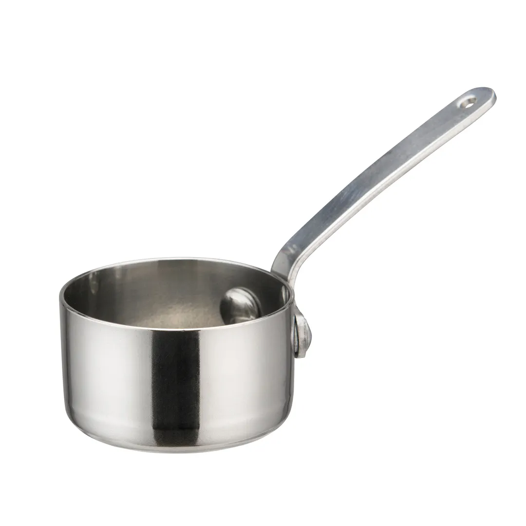 Winco DCWA-101S 2" Diameter Mini Sauce Pan Serving Dish with Handle - Stainless Steel 