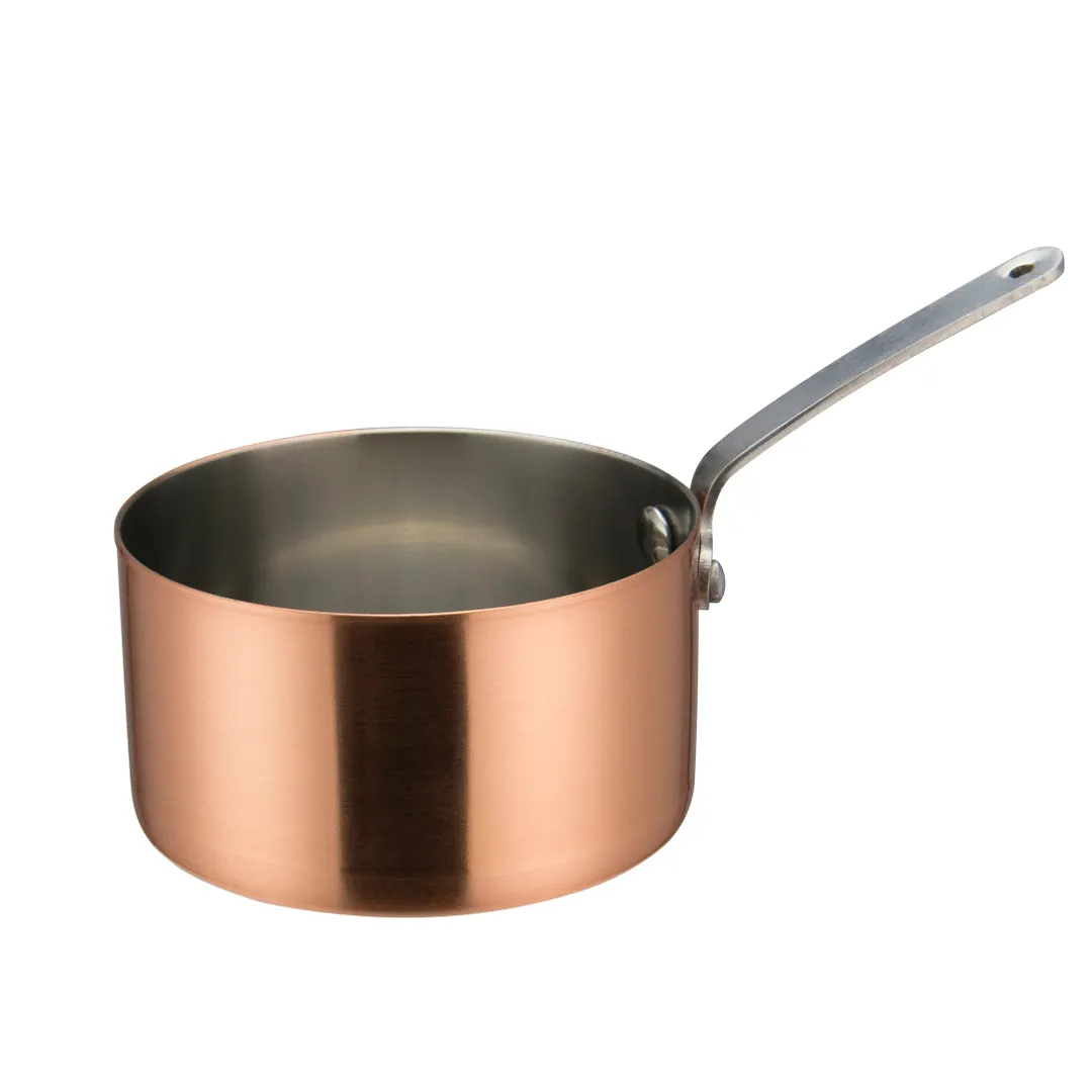 Winco DCWA-205C 18 Oz. Copper Plated 3-1/2" Diameter Mini Sauce Pan Serving Dish w/ Handle
