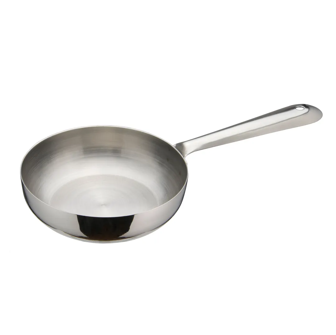 Winco DCWC-102S Stainless Steel 4-1/2" Diameter 10 Oz. Mini Fry Pan Serving Dish with Handle