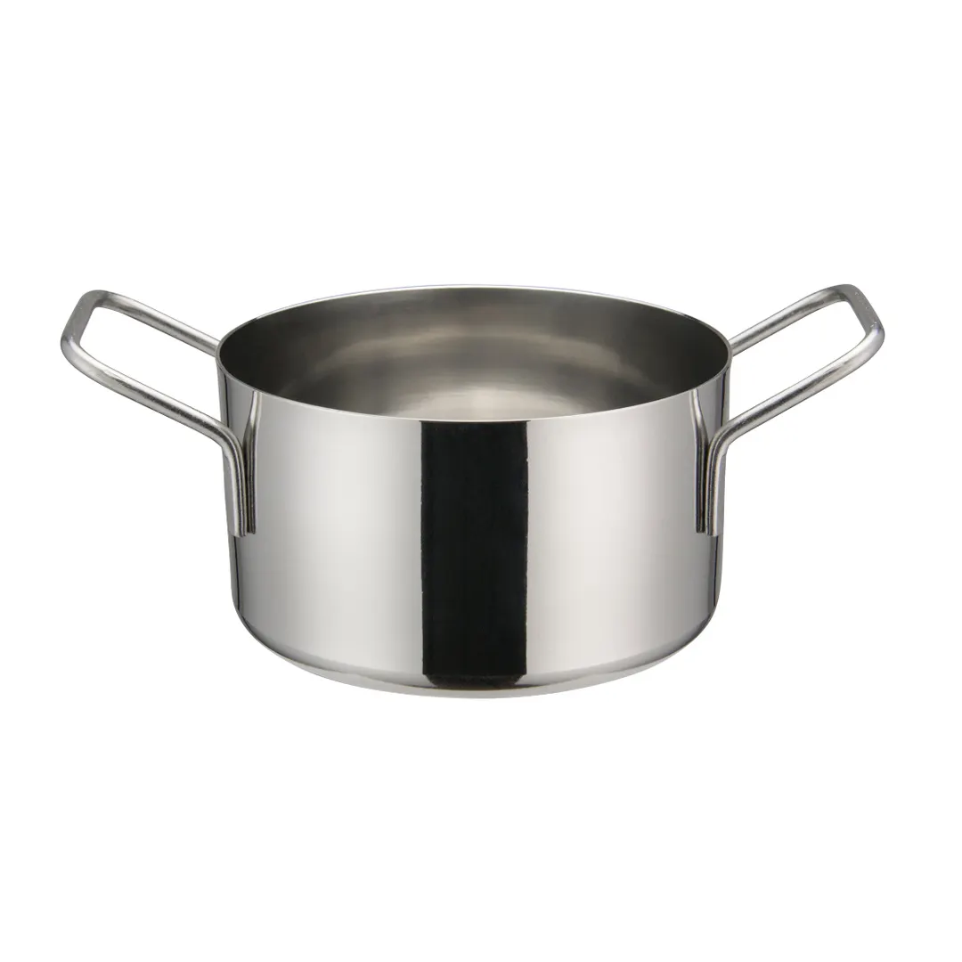 Winco DCWE-104S Stainless Steel 4-1/4" x 2-3/8" Mini Casserole Serving Dish with 2 Handles / 17 Oz.