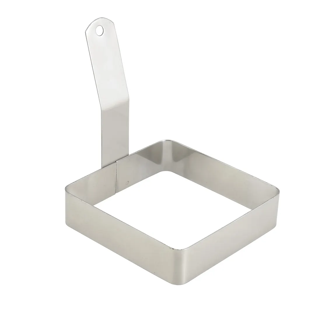 Winco EGRS-44 Square Stainless Steel Egg Ring with Handle - 4" x 4"