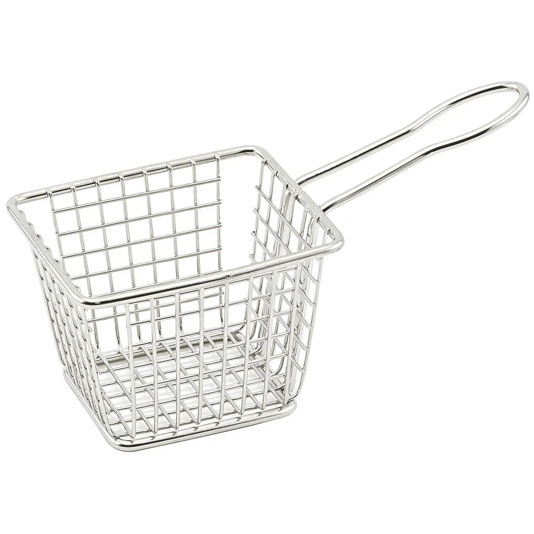 Winco FBM-433T 4" Rectangular Stainless Steel Mini Fry Basket / Dishwasher Safe