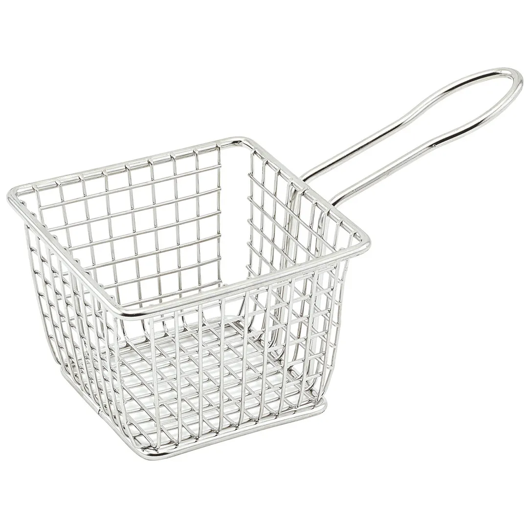 Winco FBM-443S 4" Square Stainless Steel Mini Fry Basket / Dishwasher Safe