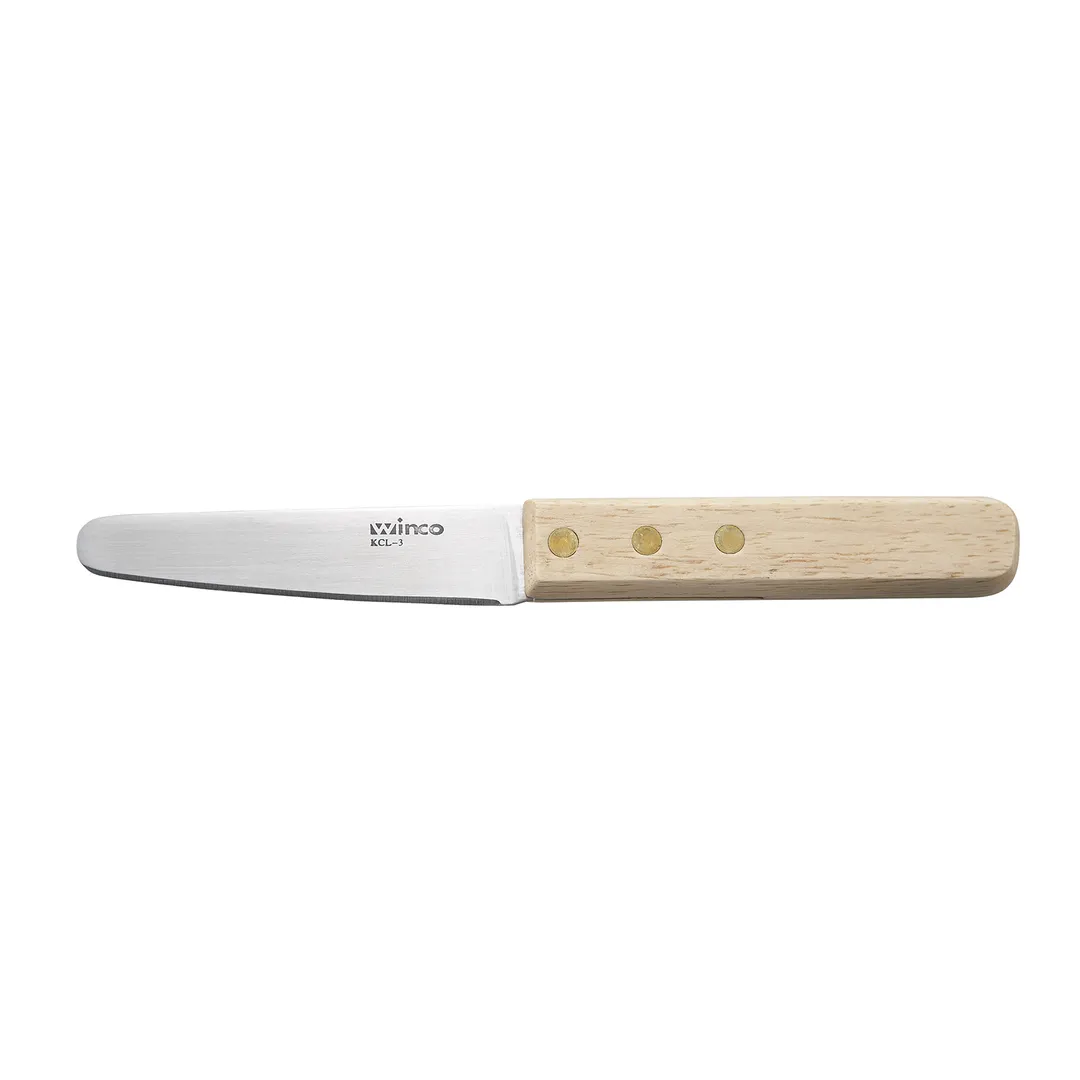 Winco KCL-3 Oyster Clam Knife with 3 1/2" Blade & Wooden Handle