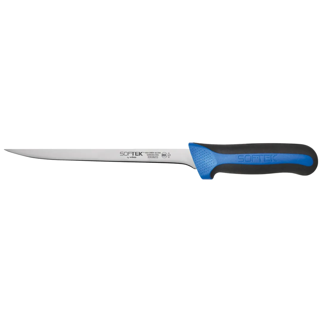 Winco KSTK-82 Sof-Tek 8" German Steel Fillet Knife with TPR Handle