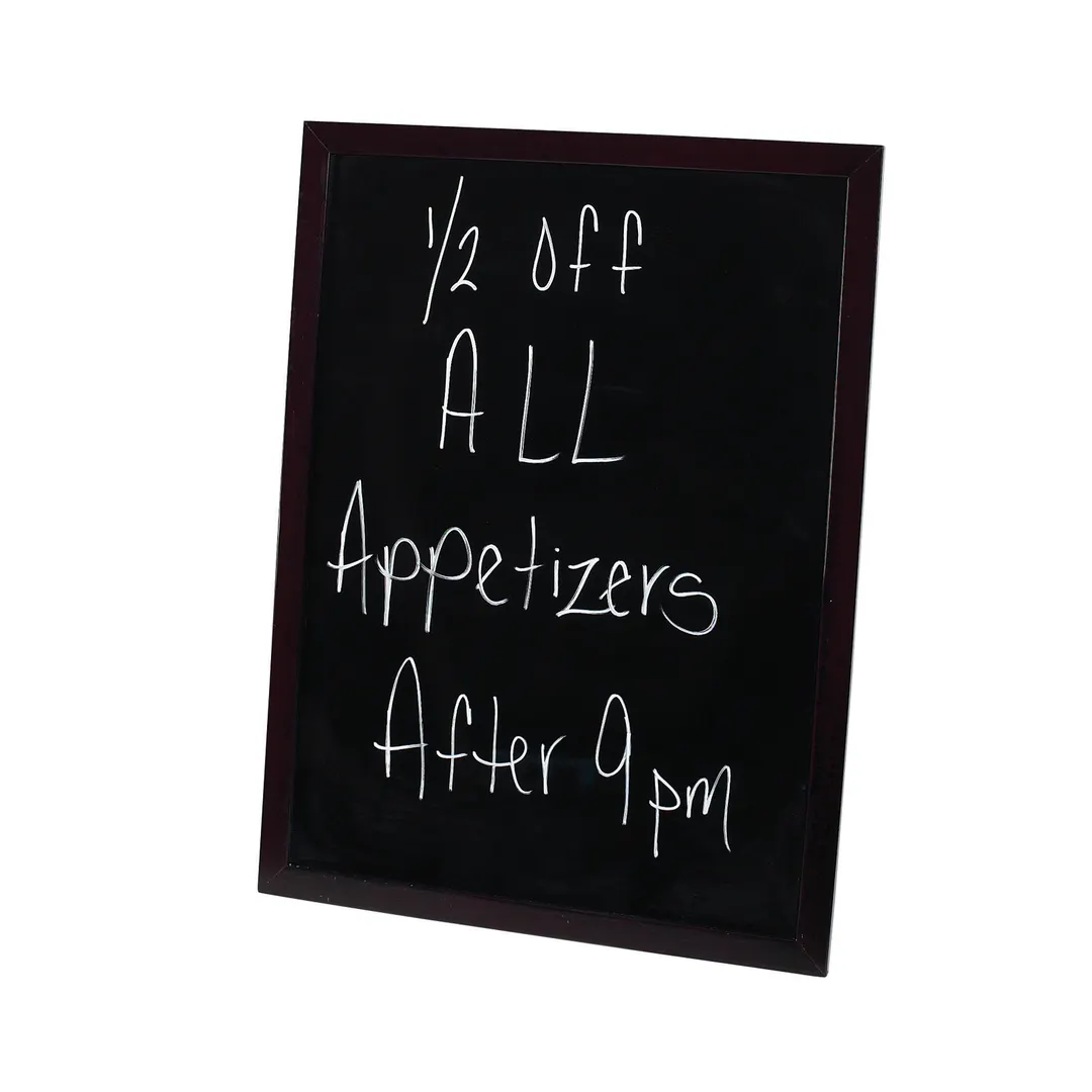 Winco MBB-3 Marker Board, 23-5/8" L x 3/4" W x 31-5/8" H, Wood Frame, Black Board, with Marker - Set