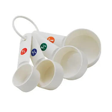 Winco MCPP-4 Measuring Cup Set – 4‑Piece, 1/4, 1/3, 1/2 & 1 Cup, BPA‑Free Plastic, White