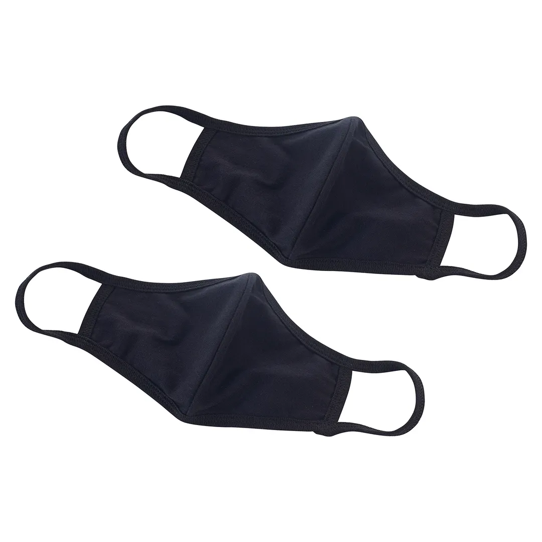Winco MSK-1KLXL Black L/XL Face Mask, 7-1/4" x 5-1/2", 2‑Ply 100% Cotton, Reusable, - 2/Pack