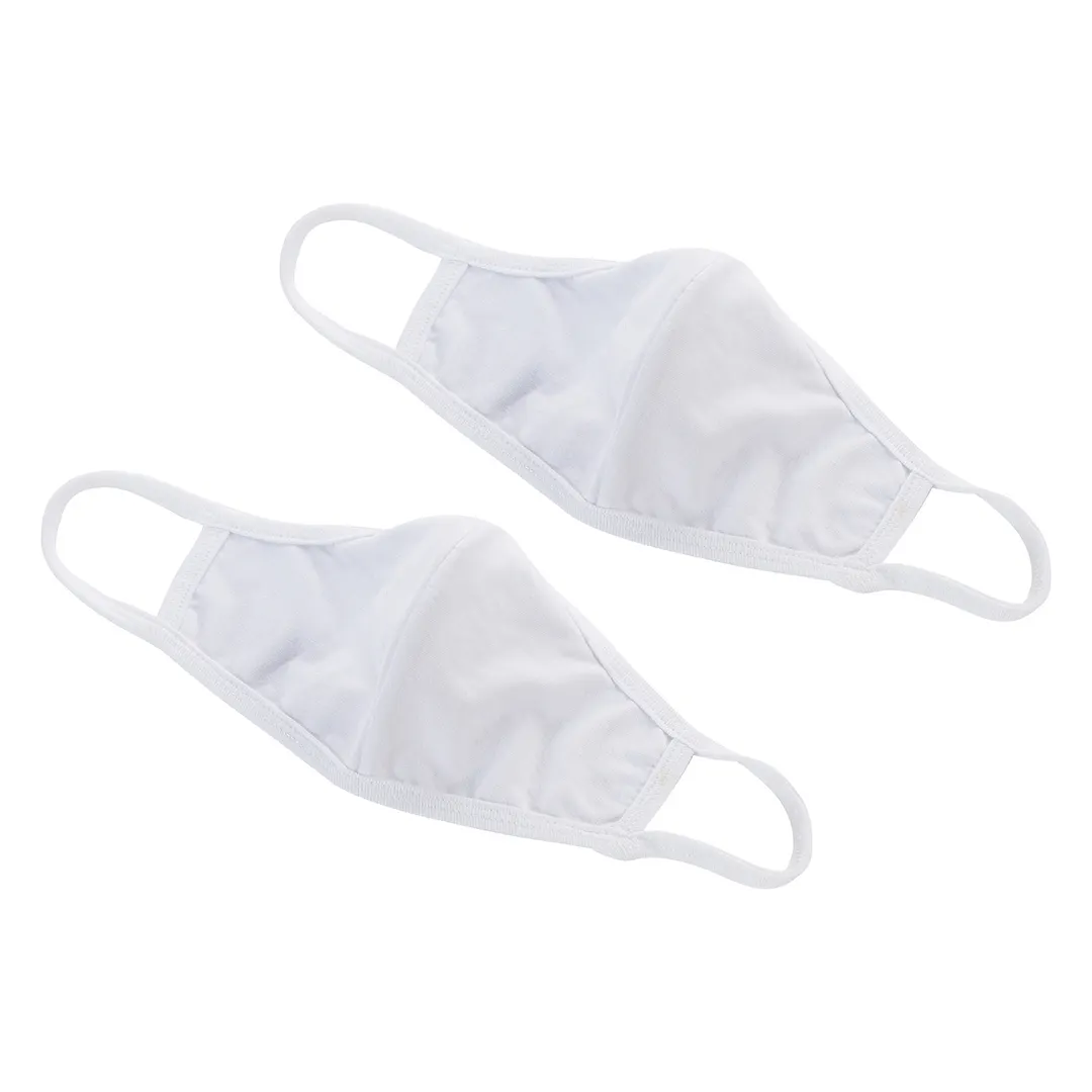 Winco MSK-1WML White Face Mask, Medium/Large 7-1/4" x 5-1/2", 2-Ply 100% Cotton, Reusable - 2/Pack