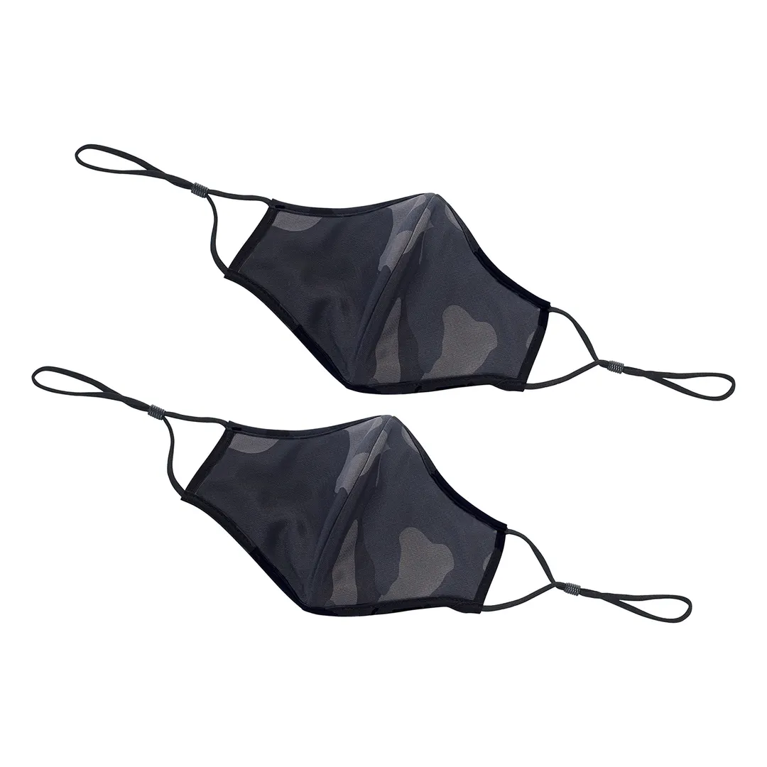 Winco MSK-3LXL Face Mask, 7-1/4" x 5-1/2", L/XL Camo, 2‑Ply Cotton/Poly, Adjustable Clip - 2/Pack