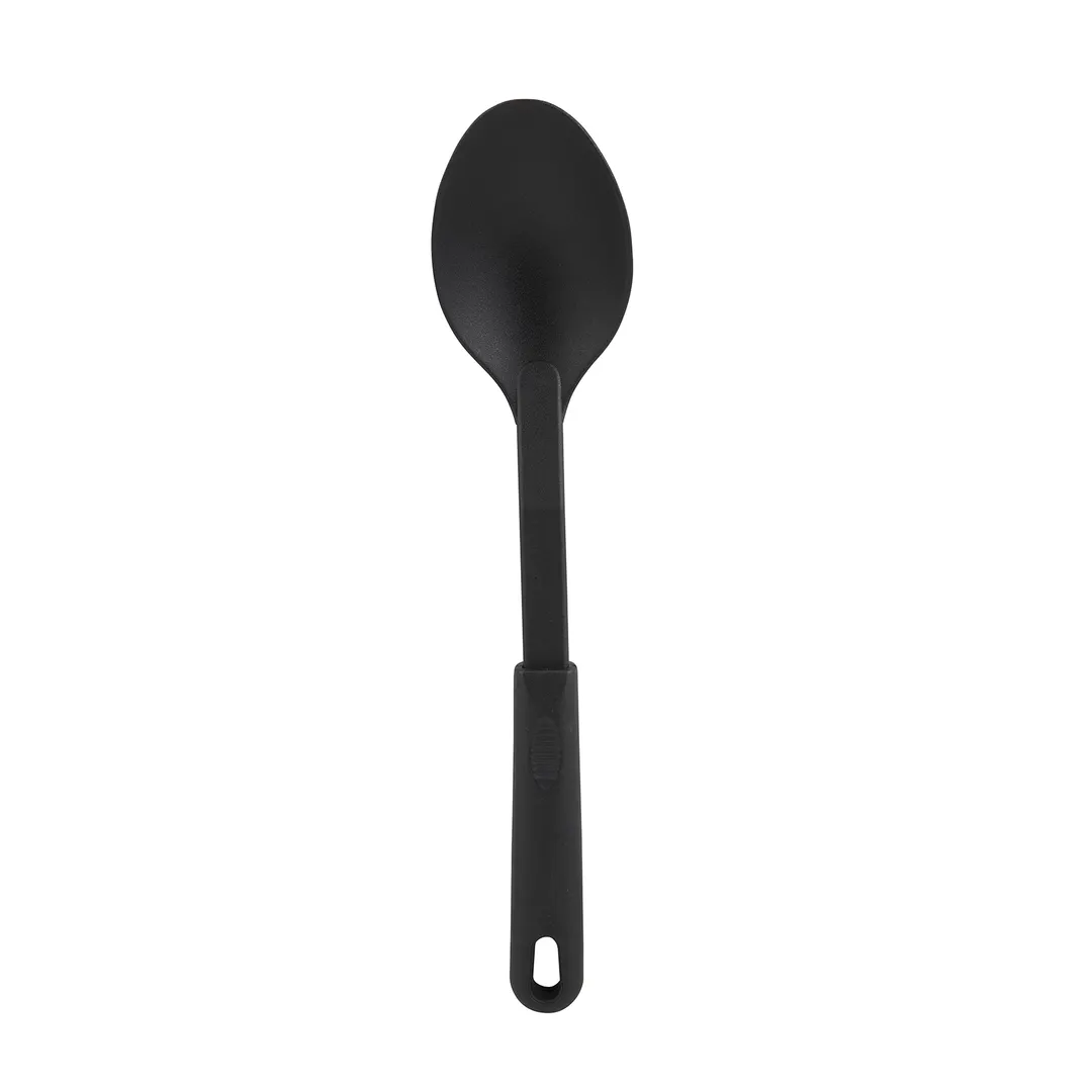 Winco NC-SS1 12" Black Nylon Solid Serving Spoon, Heat Resistant up to 410°F (210°C)