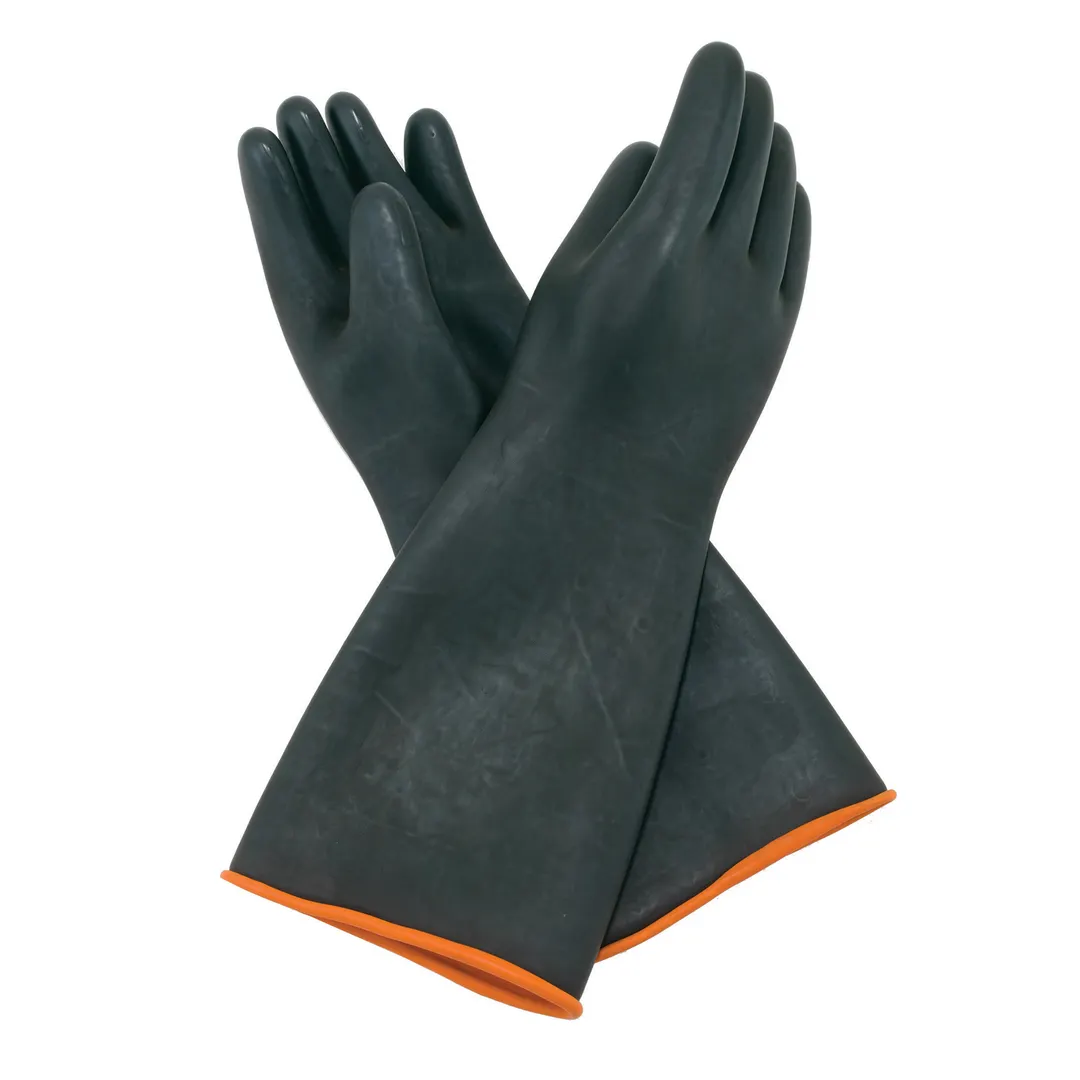 Winco NLGH-18 Duty Natural Latex Gloves, One Size 10-1/2" x 18-1/2", 600 g, 18" Length - 1 Pair