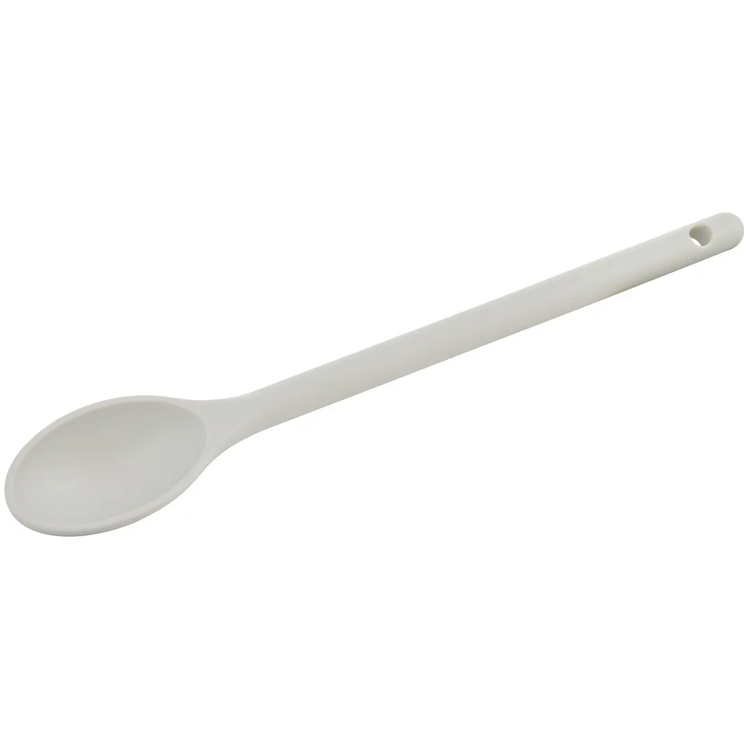 Winco NS-12W Off White Nylon 12" Solid Serving Spoon, Heat Resistant Up To 400°F (204°C)