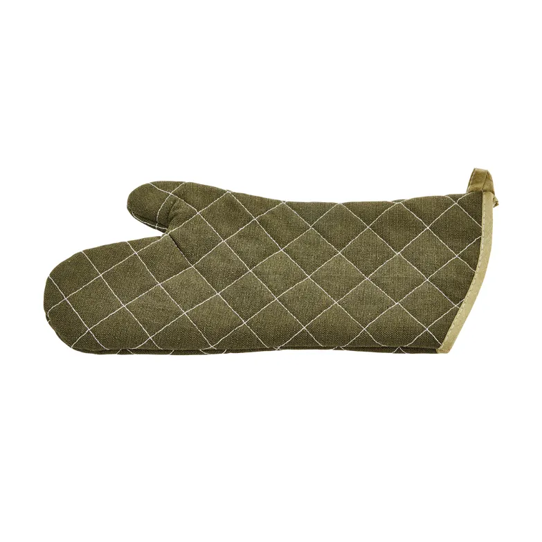 Winco OMF-15 15" Flame-Retardant Oven Mitts, Flame Resistant, Green, Cotton