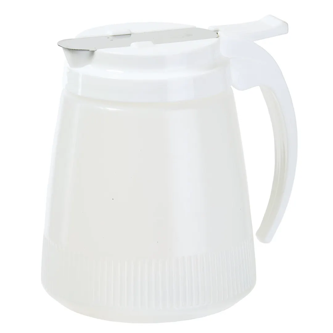 Winco PSUD-32 32 oz. Plastic Syrup Dispenser with Stainless Steel Slide Cover