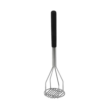 Winco PTMP-18R Chrome Plated 18" Round Faced Potato Masher with Soft Grip Handle