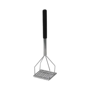 Winco PTMP-18S Chrome Plated 17 3/4" Square Potato Masher with Soft Grip Handle
