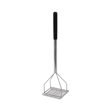 Winco PTMP-24S Chrome Plated 24" Square Faced Potato Masher with Soft Grip Handle