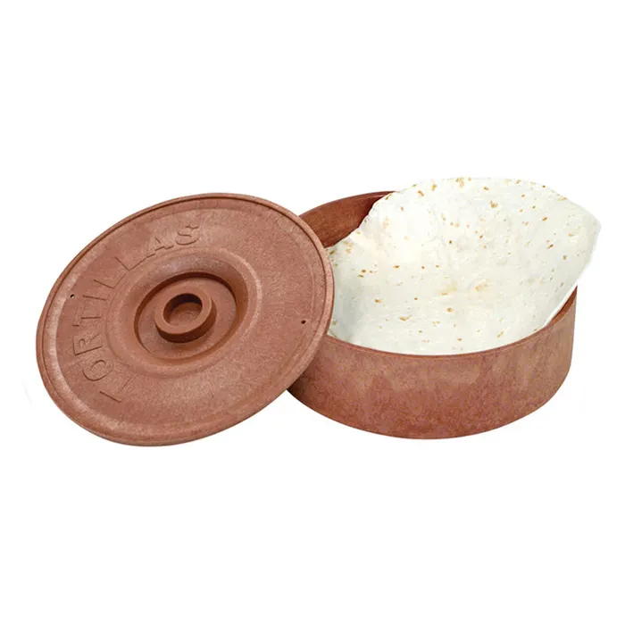 Winco PTW-8 Tortilla Warmer, 8-1/2" Dia. x 2-5/8"H, Round, with Recessed Handle, Brown