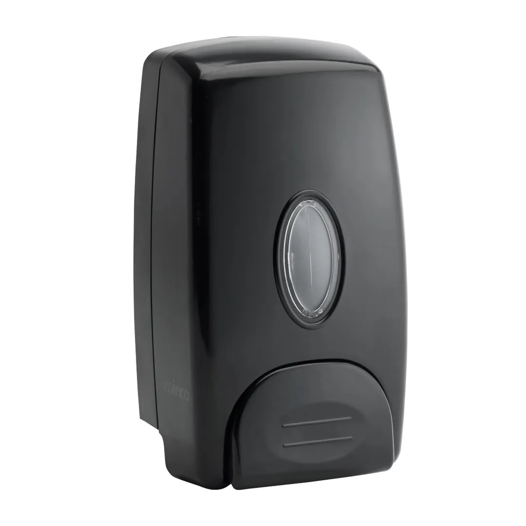 Winco SD-100K Black 1 Liter Black Manual Soap Dispenser, Wall Mount