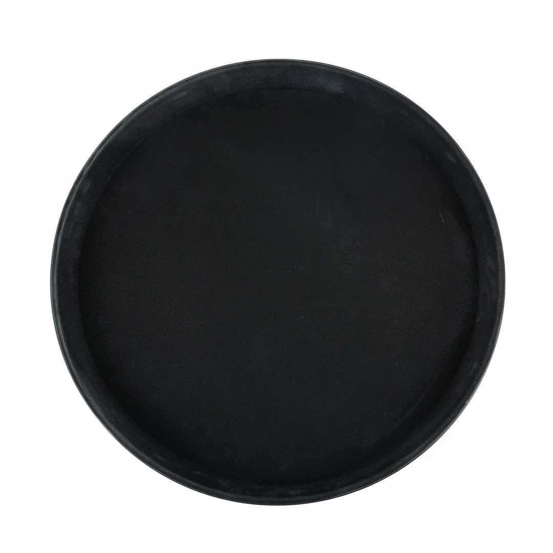 Winco TFG-14K Round 14" Black Non-Slip Serving Tray, Fiberglass Construction, NSF Certified, Not for Hot Water Soak