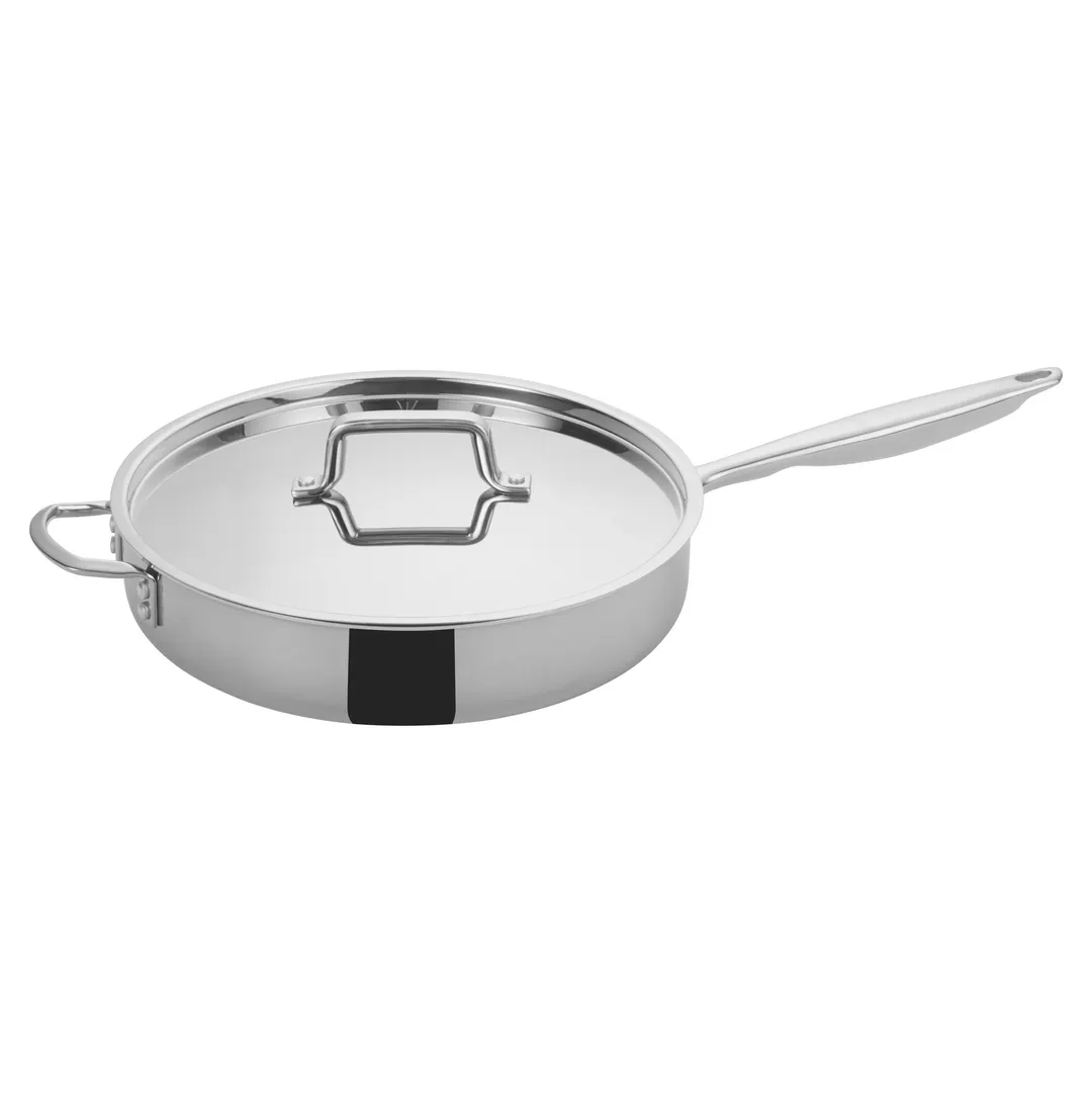 inco TGET-6 6 Qt. Tri-Ply Induction Ready Saute Pan with Cover, Riveted Handles