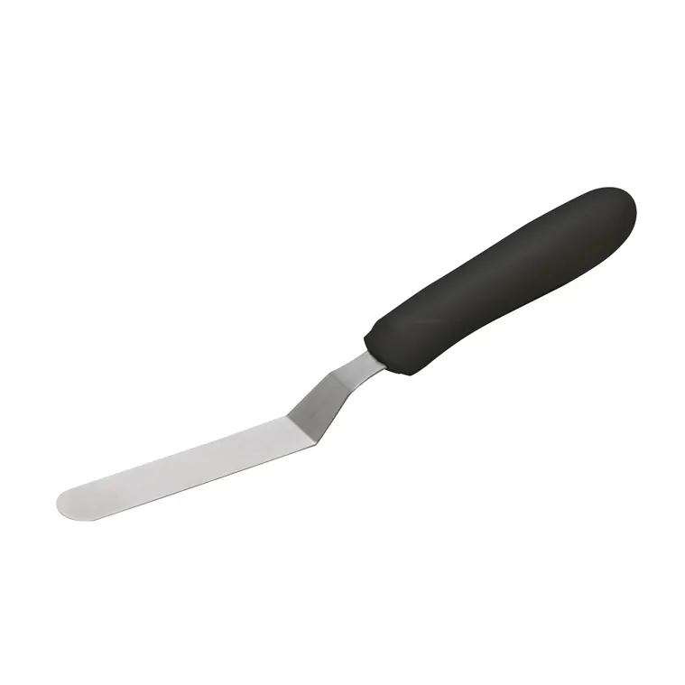 Winco TKPO-4 3 1/2" Stainless Steel Offset Spatula w/ Black Handle