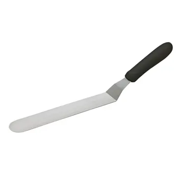 Winco TKPO-9 8 1/2" Stainless Steel Offset Spatula w/ Black Handle