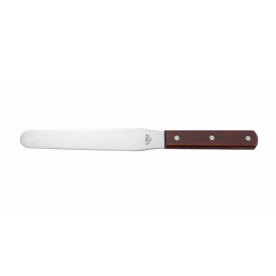 Winco TNS-7 7-15/16" Stainless Steel Blade Bakery Spatula with Wood Handle