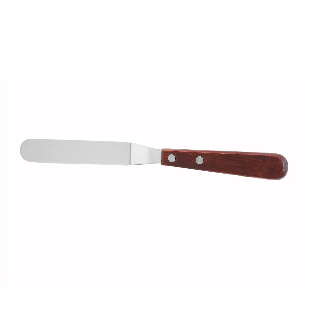 Winco TOS-4 3-1/2" Offset Blade Bakery Spatula with Wood Handle