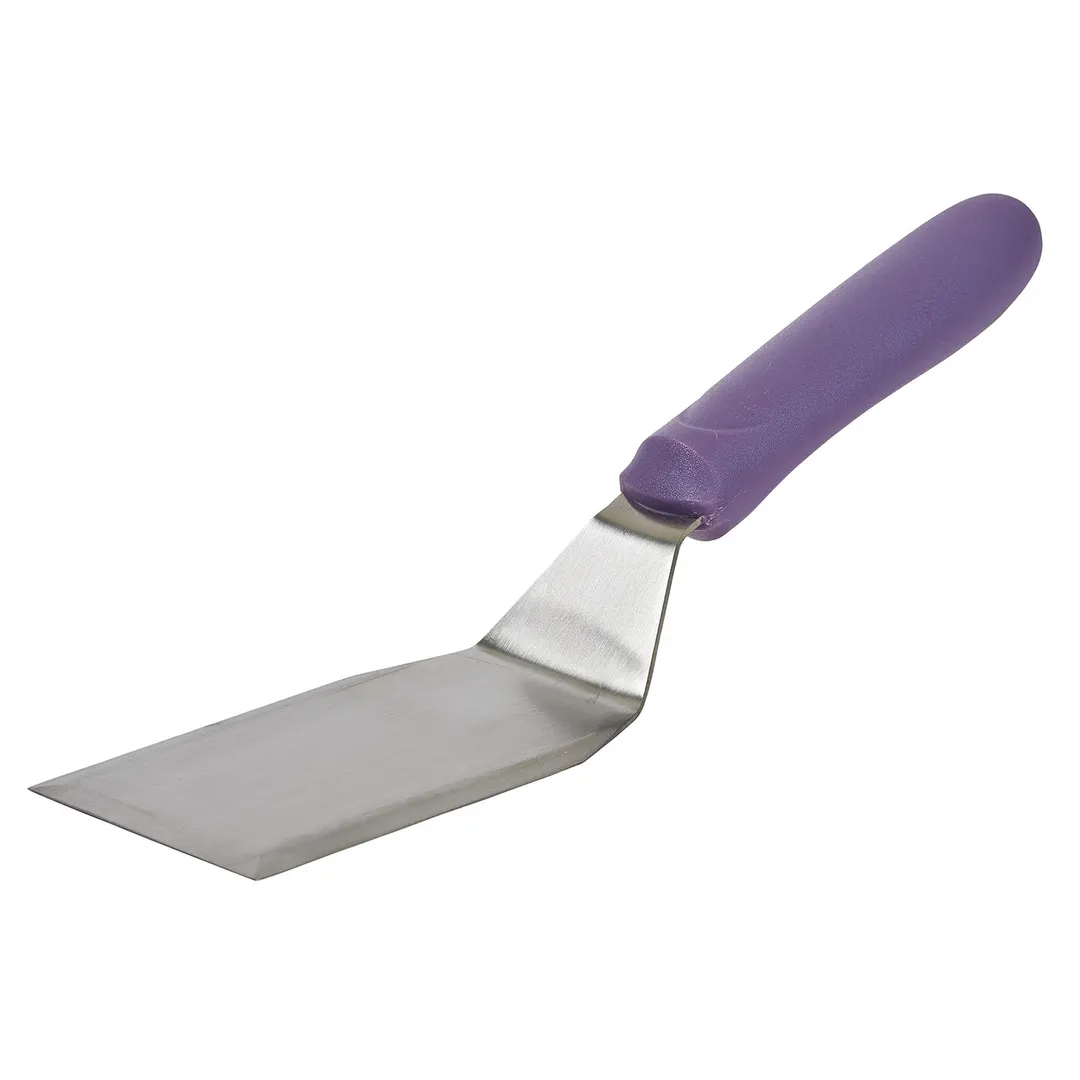 Winco TWP-61P  5 1/8" x 2 7/8" Stainless Steel Solid Hamburger Turner w/ Poly Handle