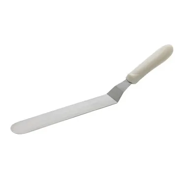 Winco TWPO-9 8 1/2" Offset Blade Stainless Steel Bakery Spatula w/ White Polypropylene Handle
