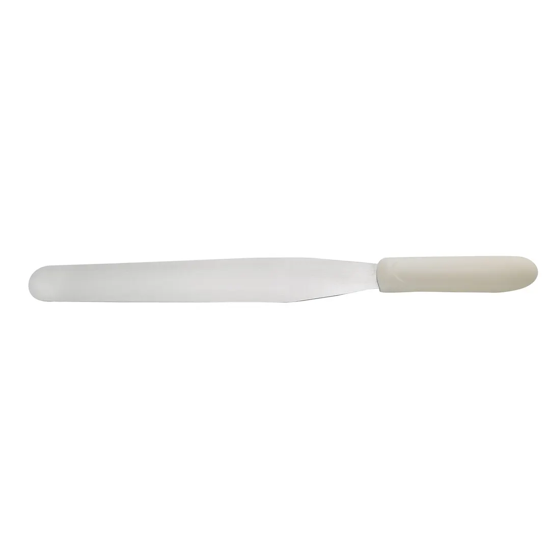 Winco TWPS-9 10" Blade Stainless Steel Bakery Spatula w/ White Polypropylene Handle