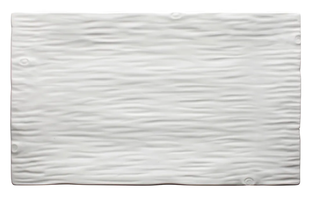 Winco WDP002-201 Dalmata Rectangular Porcelain Platter, 12" x 7", Creamy White Wood Grain - 2/Pack