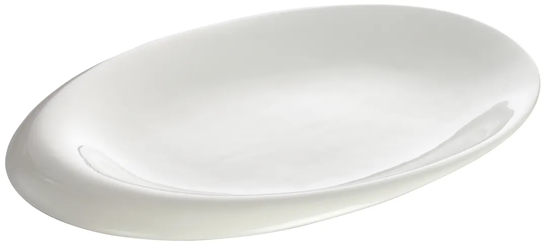 Winco WDP004-210 Ocea 12" x 9-1/8" Oval Porcelain Bowl, Creamy White, Use, Dishwasher Safe - 12/Case