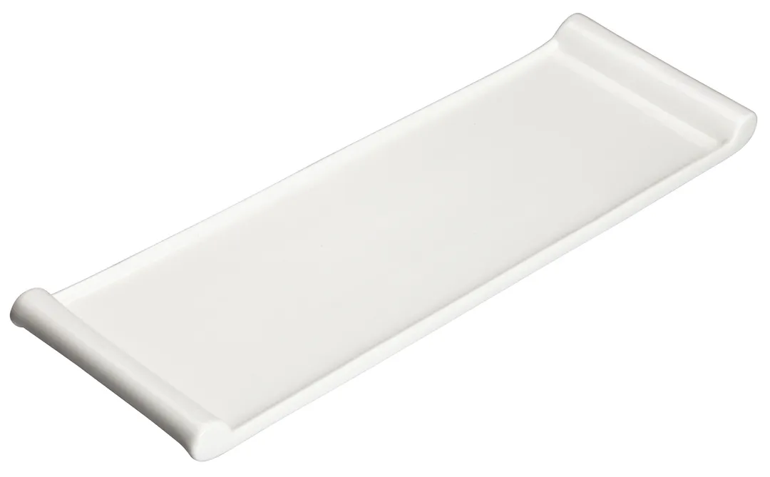 Winco WDP017-118 Paredes Ardesia White Rect Porcelain Platter 17-3/4" x 5-1/2" Narrow Rim - 12/Case