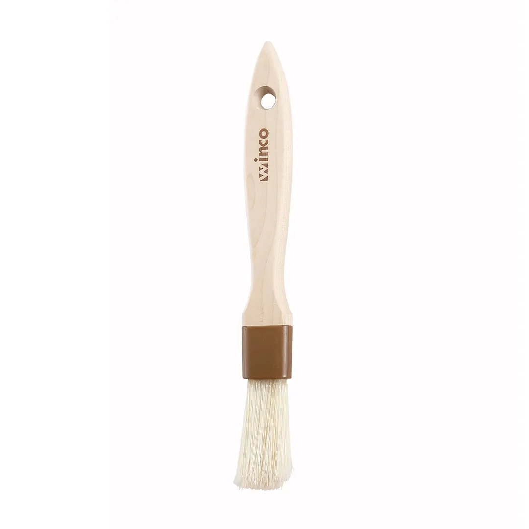 Winco WFB-10 1" Flat Boar Hair Pastry/Basting Brush, Wooden Handle, Plastic Ferrule 