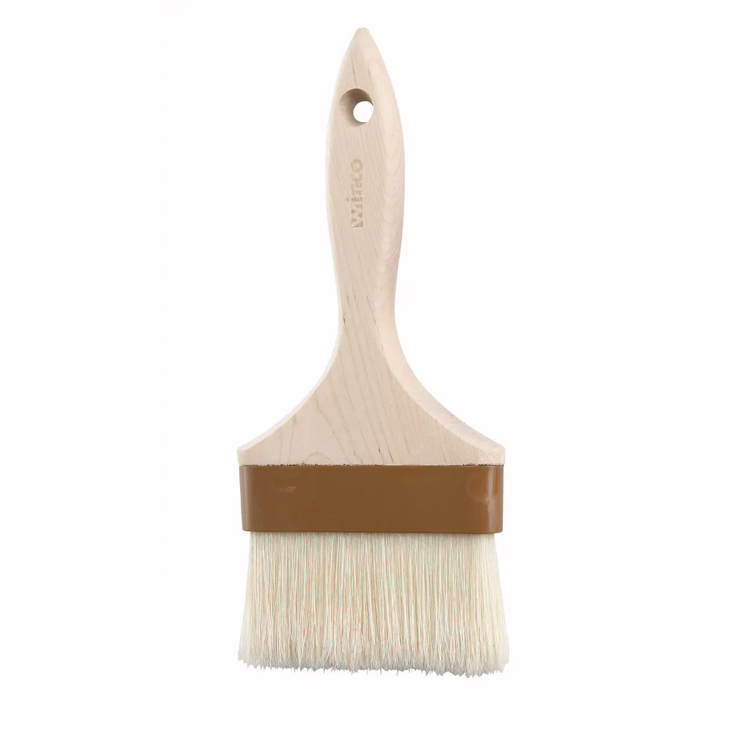 Winco WFB-40 4" Flat Boar Hair Pastry/Basting Brush, Wooden Handle, Plastic Ferrule 