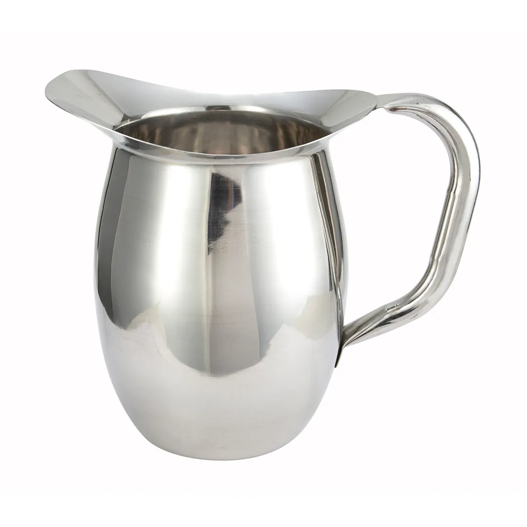 Winco WPB-3 96 oz. Deluxe Bell Pitcher, Heavy Weight Stainless Steel / Mirror Finish