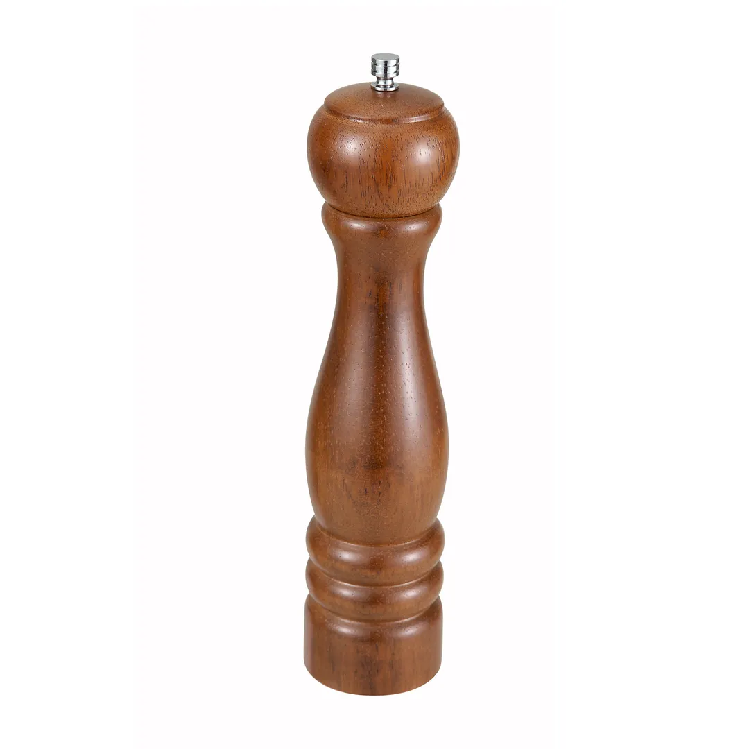 Winco WPM-10 10" Rubberwood Wood Pepper Mill / Zinc Alloy Grinder