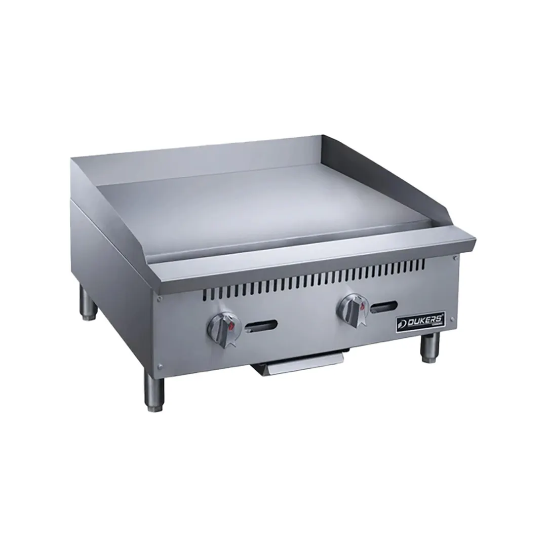 Dukers Appliance Co DCGMA24 24" Countertop Manual Gas Griddle, 1" Steel Plate, 60.000 BTU