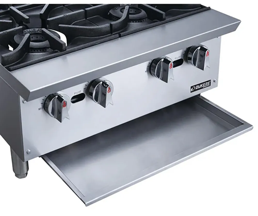 Dukers DCHPA24 24" Countertop Gas Hotplate with (4) Burners, Manual Controls, 112.000 BTU