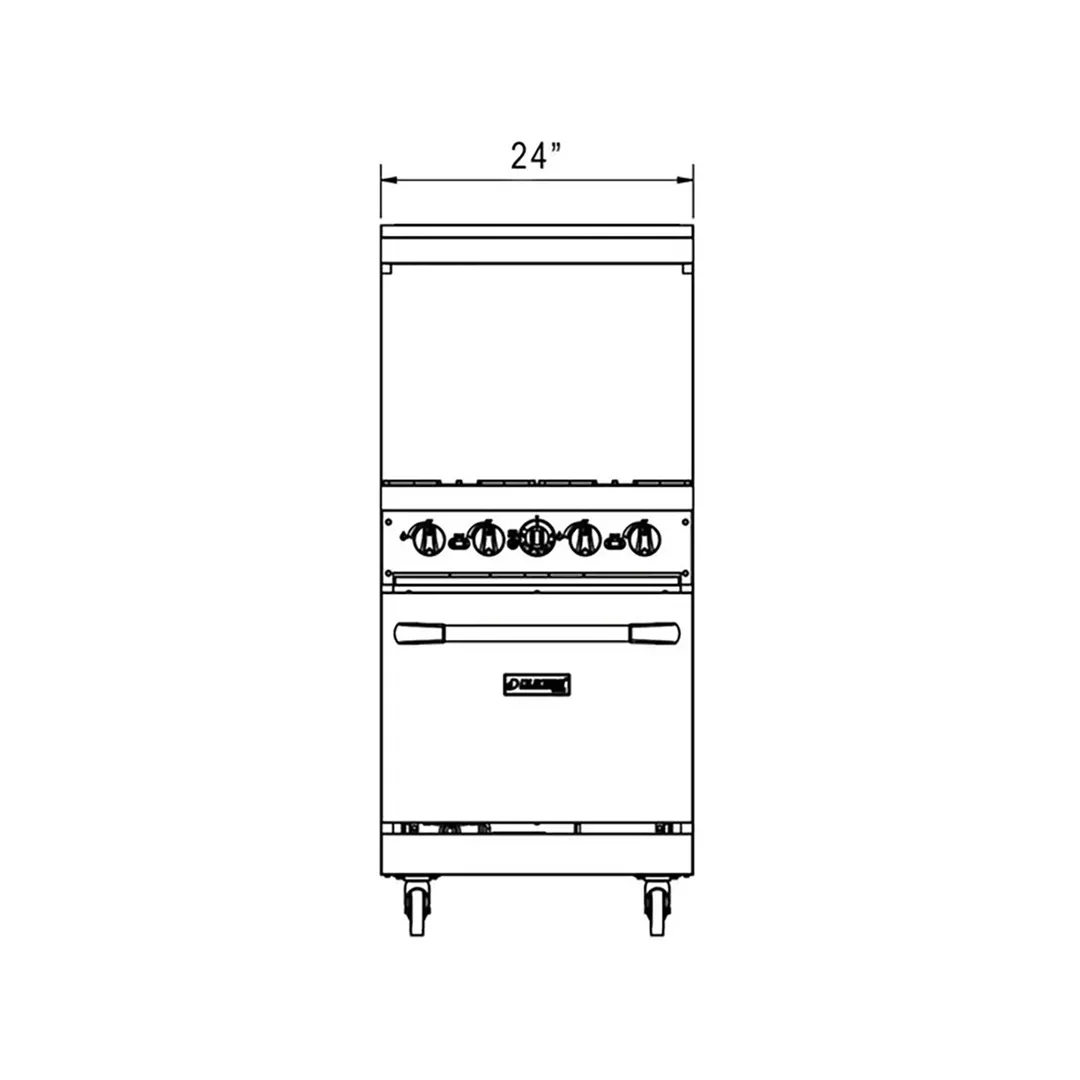 Dukers Appliance Co DCR24-4B 24" Gas Restaurant Range w/ (4) Open Burners, (1) Standard Oven, 162.000 BTU