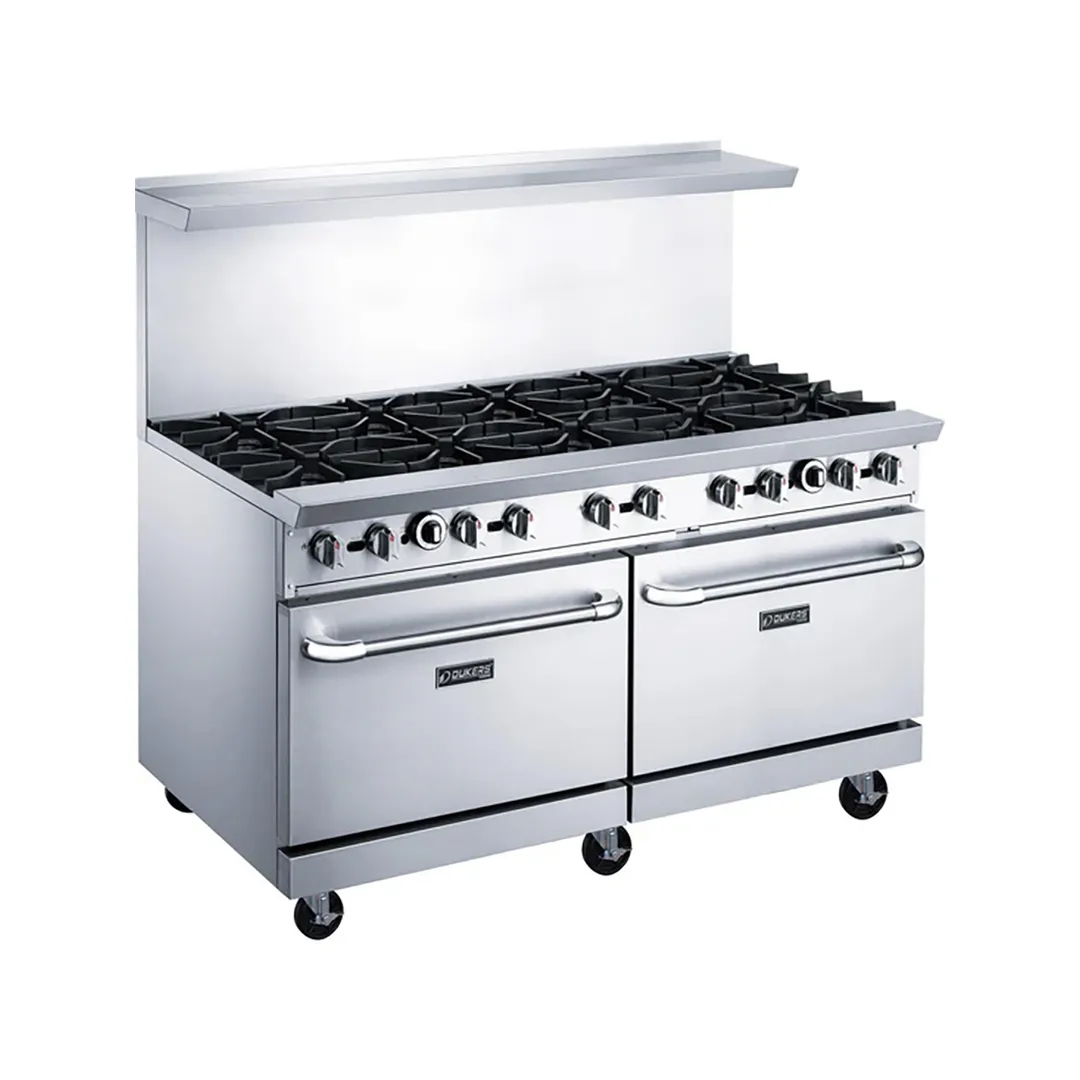 Dukers Appliance Co DCR60-10B 60" Gas Restaurant Range, 10 Burners, 2 Standard Ovens, 400.000 BTU